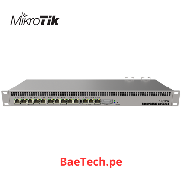 MIKROTIK RB1100AHX4 - ROUTERBOARD 1100X4 WITH ANNAPURNA ALPINE AL21400 CORTEX A15 CPU (4-CORES, 1.4GHZ PER CORE), 1GB RAM, 13XGBIT LAN,