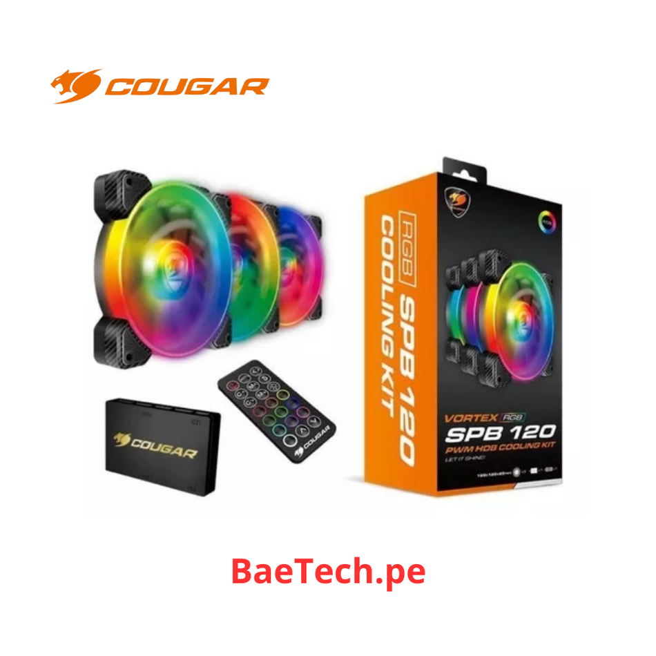 Kit de ventilador C/ 3 Unid. Cougar Vortex, Rgb, Spb, 120mm, 3 mspbkit Led Argb