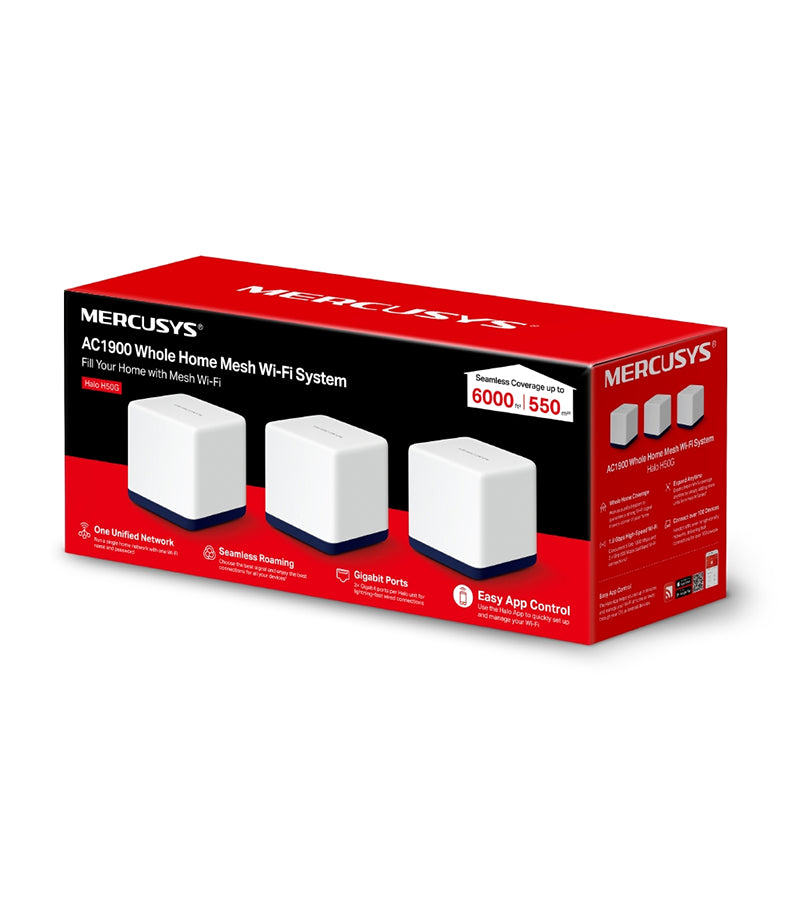 MERCUSYS HALO H50G(3-PACK) - SISTEMA WI-FI MESH AC1900 DE DOBLE BANDA HASTA 1900MBPS 03X10/100/1000