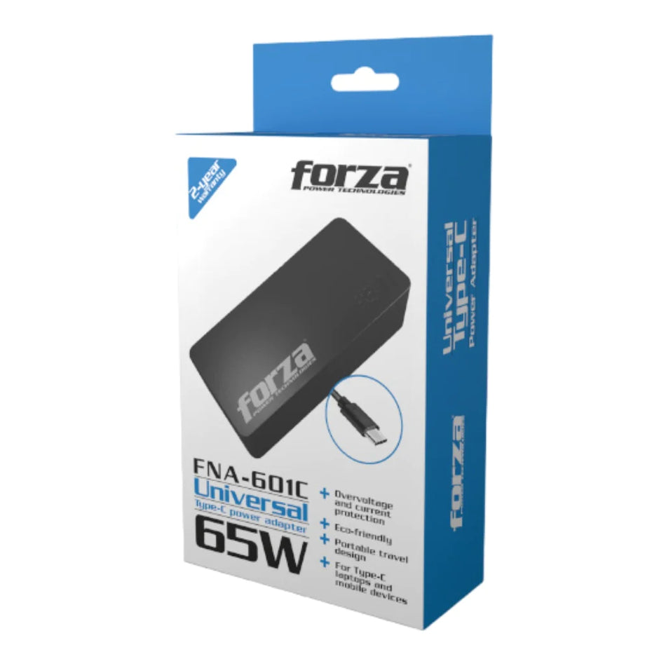 Adaptador universal FORZA de 65W, USB-C, electrónicos -110V/220V - FNA-601C