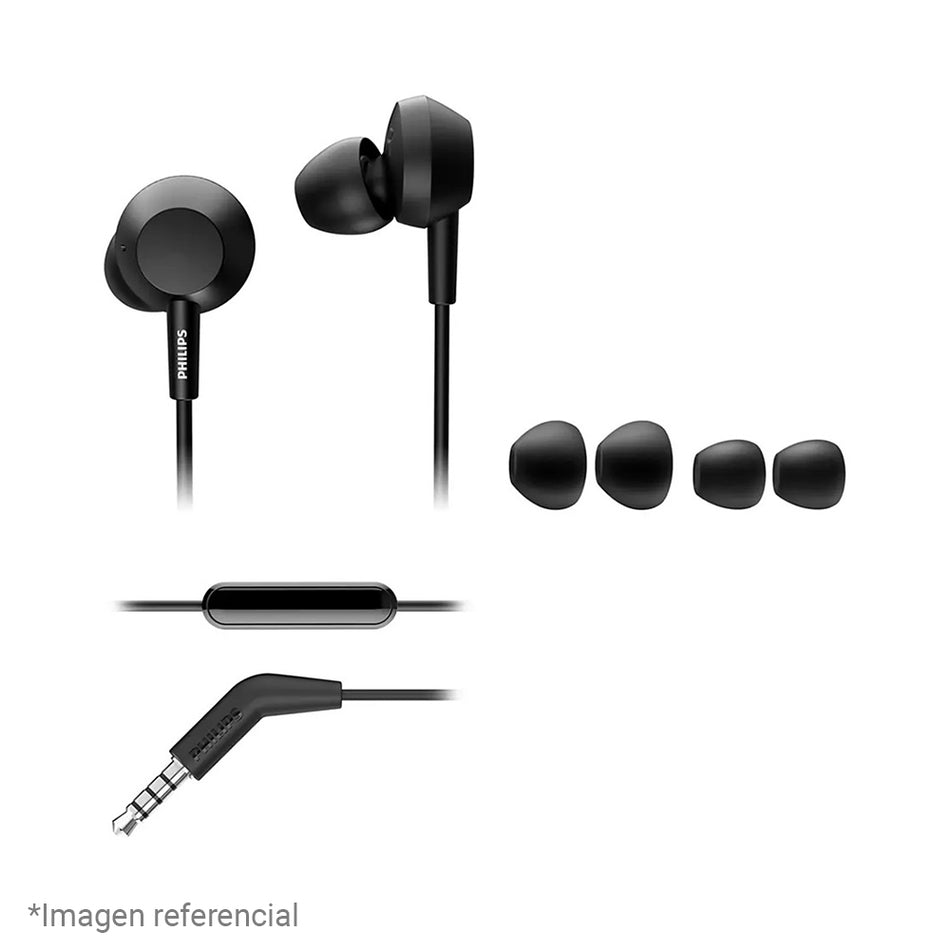 AUDIFONO C/MICROF. PHILIPS IN-EAR TAE4105BK BAJO 3.5MM NEGRO