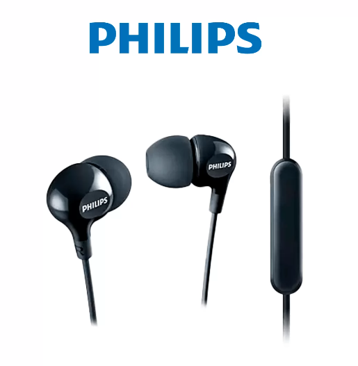 AUDIFONO C/MICROF. PHILIPS IN-EAR SHE3555BK 3.5MM BAJO NEGRO BRILLO