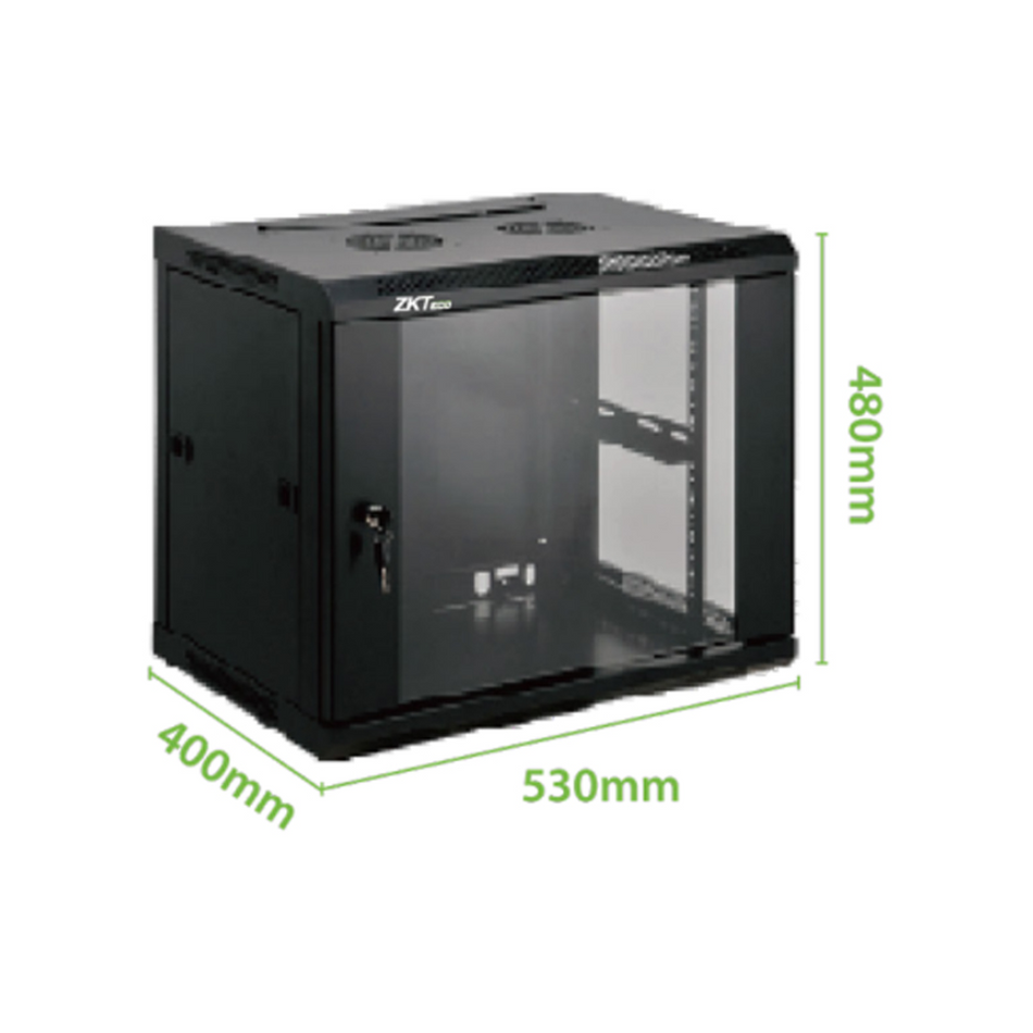 ZKTECO ZK-R9U-5409A Gabinete de Pared 9RU Puerta de vidrio Ancho 53cm x Profu 40cm x Alto 45cm