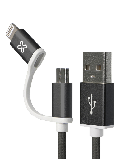 Cable 2 en 1 Klip Xtreme KAC 210SV con Conector Lightning Silver