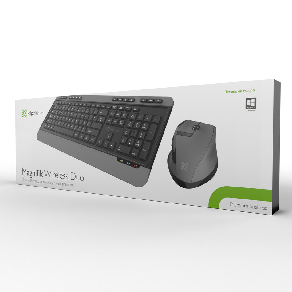 Combo Teclado y Mouse Premium Multimedia Ergonómico Klip Xtreme Magnifik Wireless Duo - KBK-520
