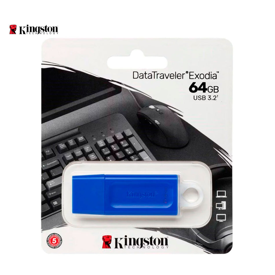Memoria USB Kingston DataTraveler Exodia 64GB, USB 3.2, Azul