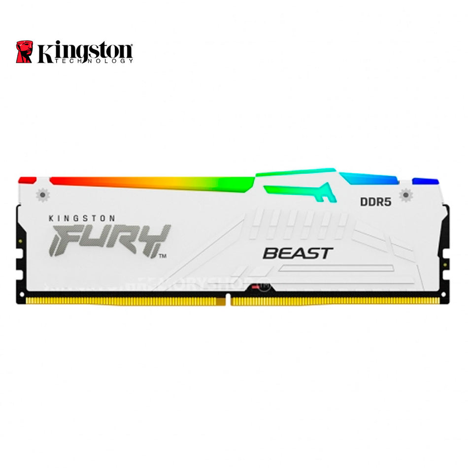 Memoria Ram KingstonK F552C40BWA-16 FURY Beast White RGB, 16GB DDR5-5200 MT/s, CL-40, 1.25V, White