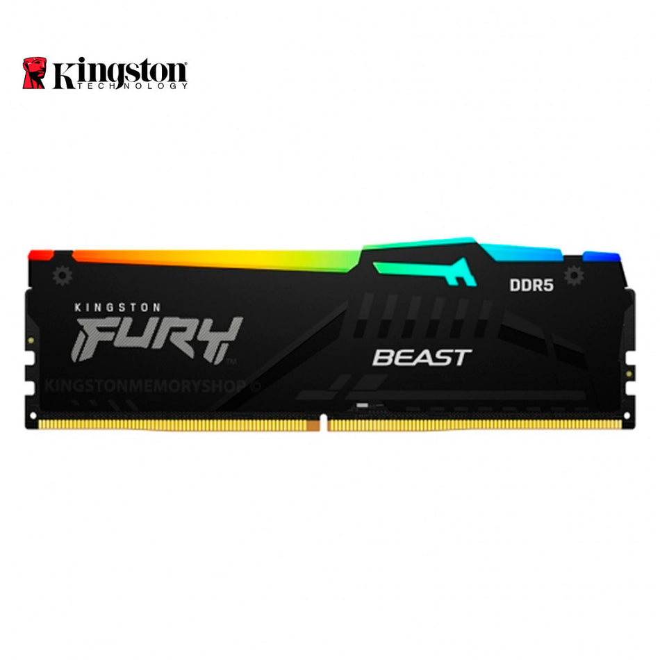 Memoria Ram Kingston KF564C32BBEA-16 DIMM Fury Beast, 16GB DDR5-6400, PC5-51200 CL32, 1Rx8, 1.4V, 288-pin, RGB