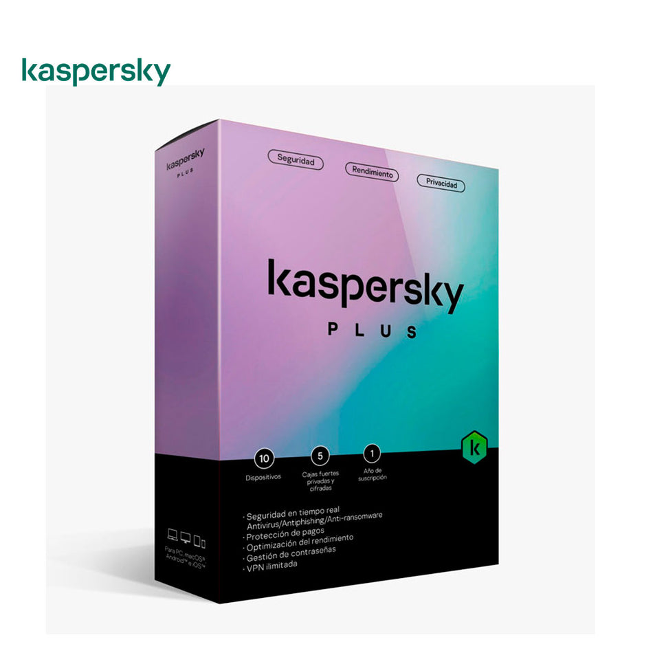 Antivirus Kaspersky Plus, 10PC - 1 Año