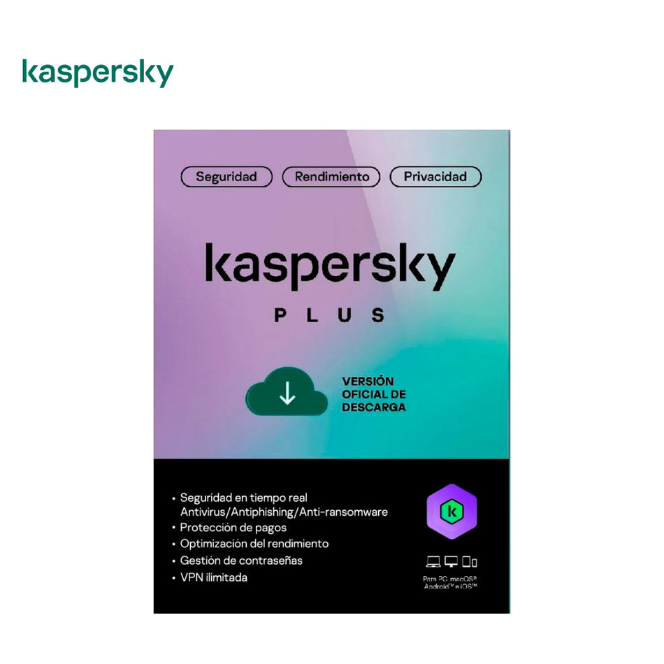 Antivirus Digital Kaspersky Plus, 10 dispositivo, 1 año