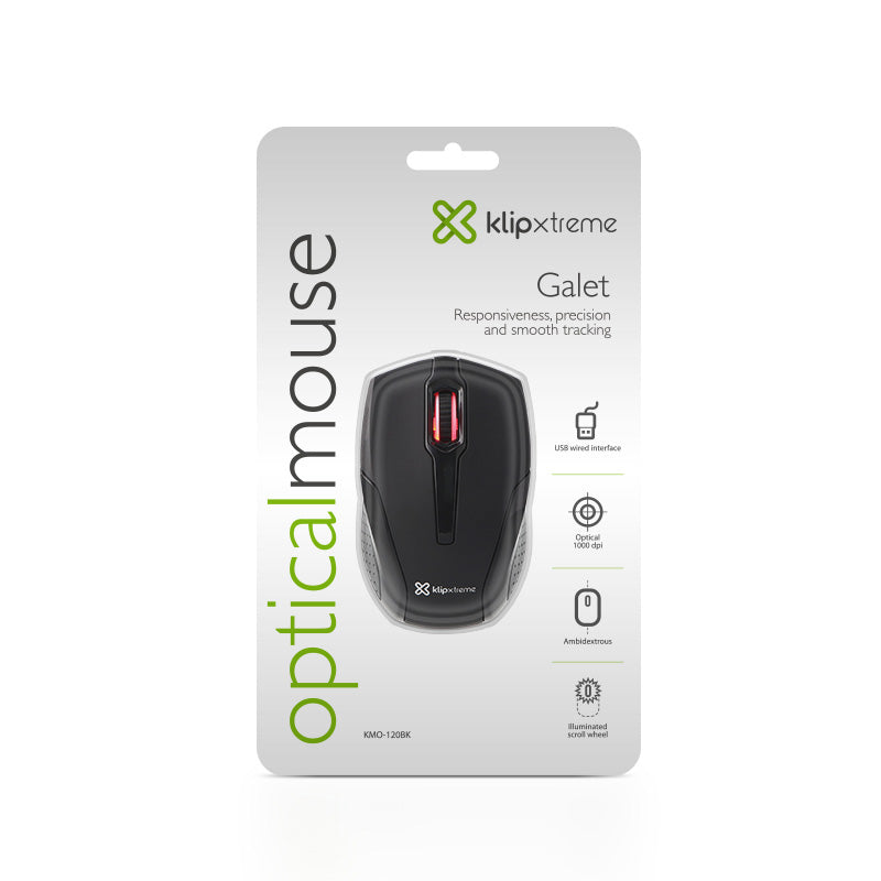 Mouse USB Xtech KMO-120BK Galet Ambidextro 1000dpi