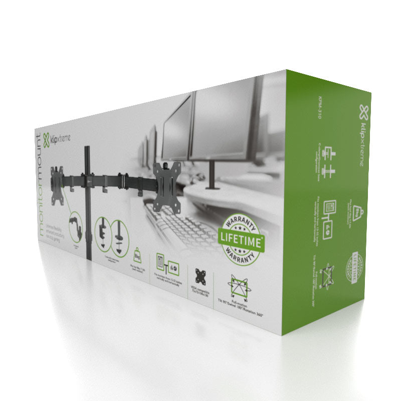 Soporte Para 2 Monitores 13-32\" Rack Brazo Klip Xtreme KPM-310