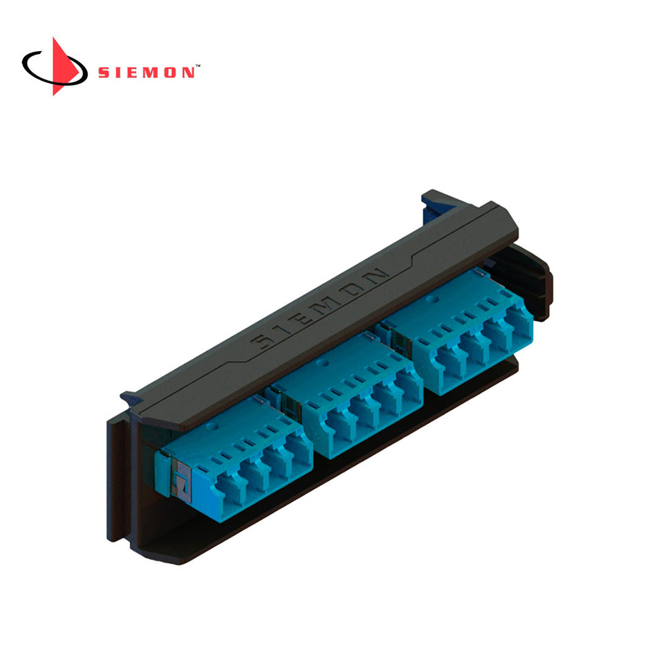 SIEMON LVA12-LCU-BC-A Placa Adaptador FO, LightVerse, con 12 Acopladores LC, Monomodo color Azul.