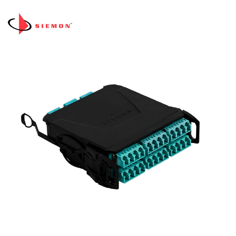 SIEMON LVM12TMLSV-BSCA Modulo LightVerse, 12 Fibras, LC-MTP Macho, MM OM4 Aqua Polaridad A/C.