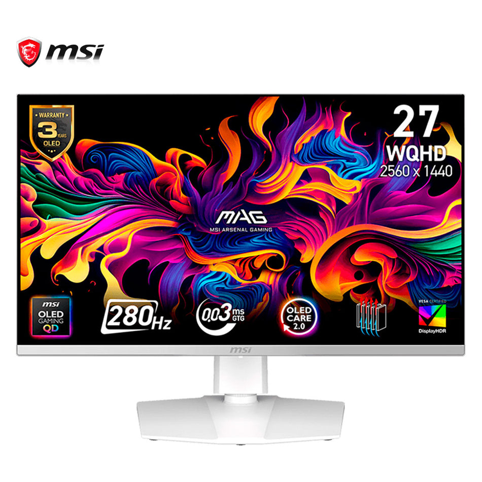 Monitor Plano MSI MAG 272QPW QD-OLED X28, 26.5" WQHD/OLED/HDMI x2/DP/Tipo-C/Headphone-out