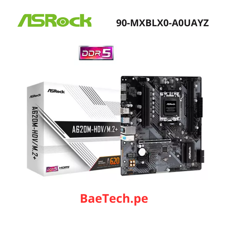 PLACA MADRE AMD AM5 ASROCK A620M HDV/ M.2 | DDR5 | BUSS 6400MHZ - 90-MXBLL0-A0UAYZ