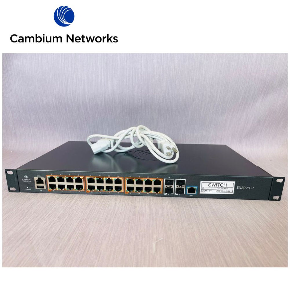 CAMBIUM CNMATRIX EX2028-P, Switch PoE Ethernet Inteligente, 24 Puertos de Fibra 1G Y 4 Sfp - MX-EX2028PXA-0