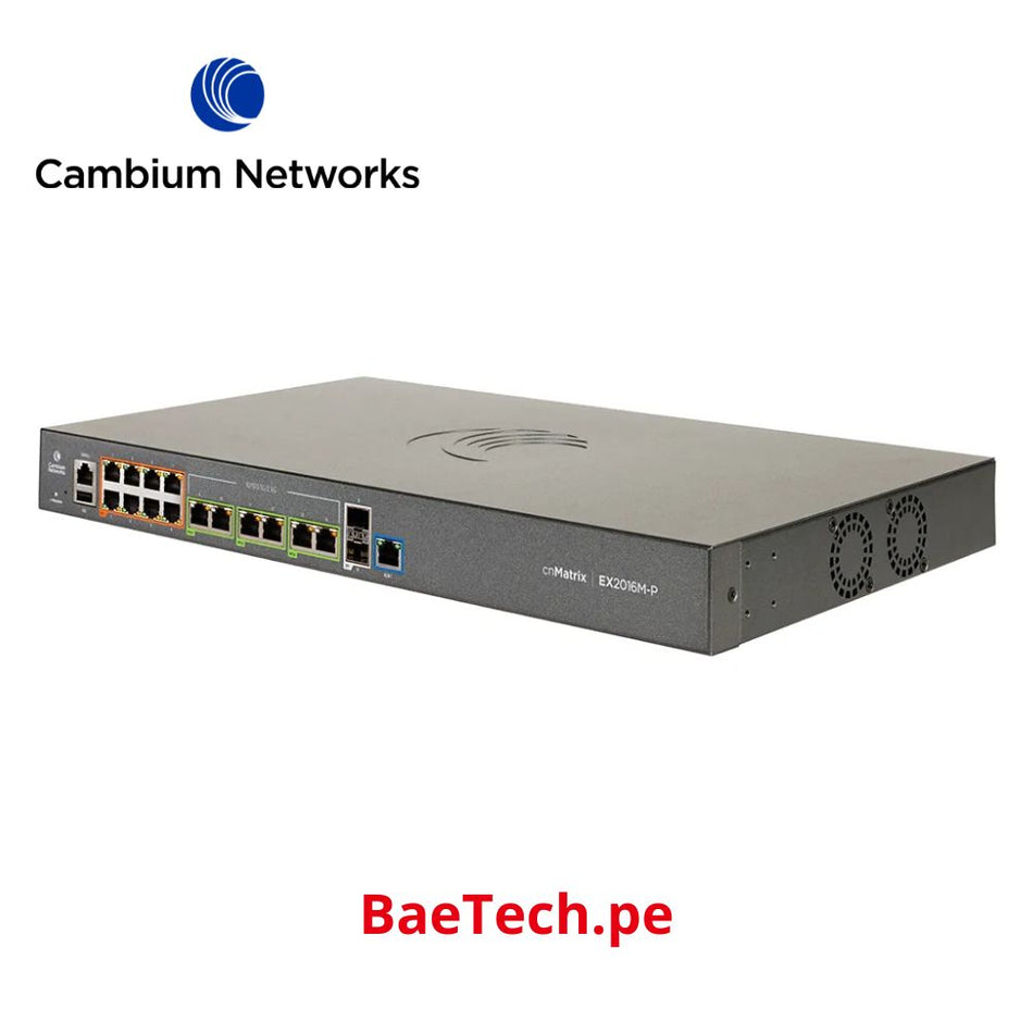 CAMBIUM CNMATRIX EX2016M-P, Switch Inteligente Ethernet PoE, 8X1G+6X2.5G+2XSFP+ - MXEX2016MXPA00