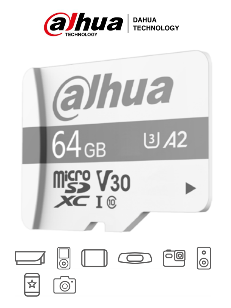 MEMORIA MICRO SD 64GB, TRANSMISION 100MB/S, SOPORTA VIDEO 4K - PN INTERNAL DHI-TF-P100/64GB