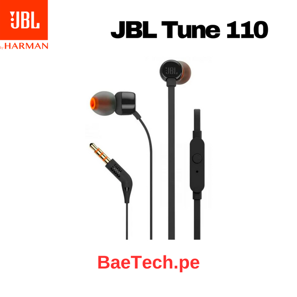 AUDIFONOS INTRAURALES JBL TUNE110 - JBLT110BLKAM - NEGRO