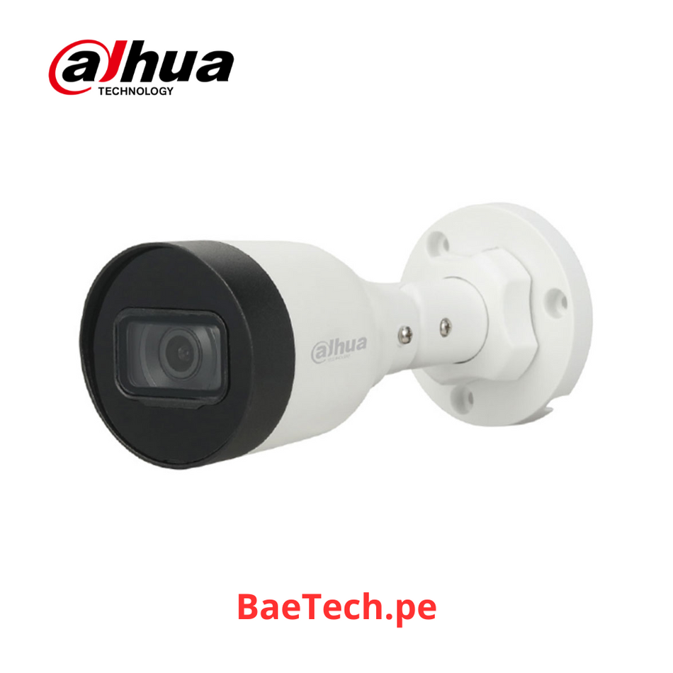 DAHUA IPC-HFW1230S1-S5 - CAMARA TUBO EXTERIOR IP | CMOS 1/2.7'' ICR | 2.0 MP | H.265+ | DWDR | IR 30M | IP67 | PoE