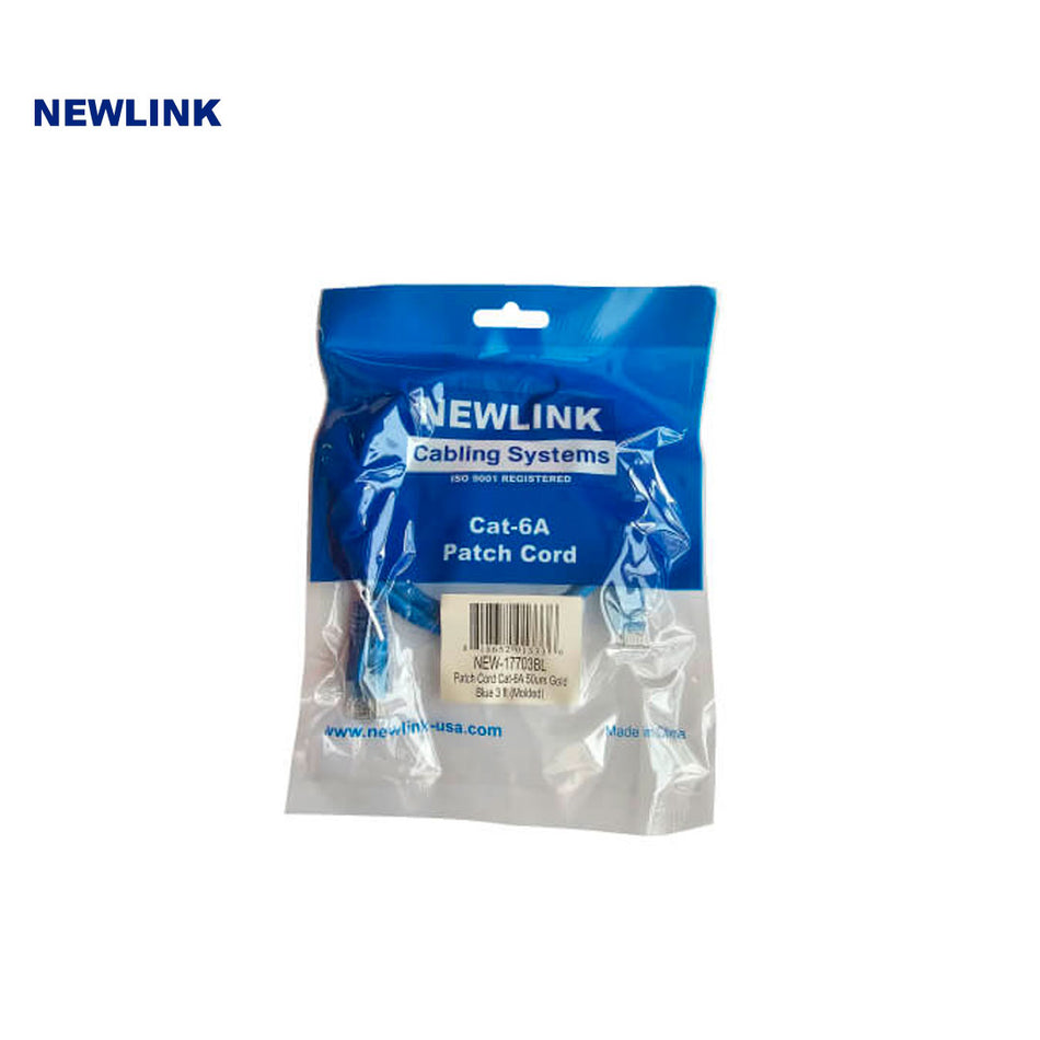 NEWLINK NEW-17703BL PATCH CORD CAT6A 3 PIES AZUL
