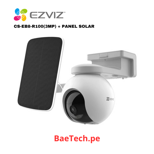 EZVIZ CS-EB8+Panel, Cámara de Vigilancia WIFI 2K 3MP 4G Domo PT Exterior CON PANEL SOLAR. CS-EB8-R100