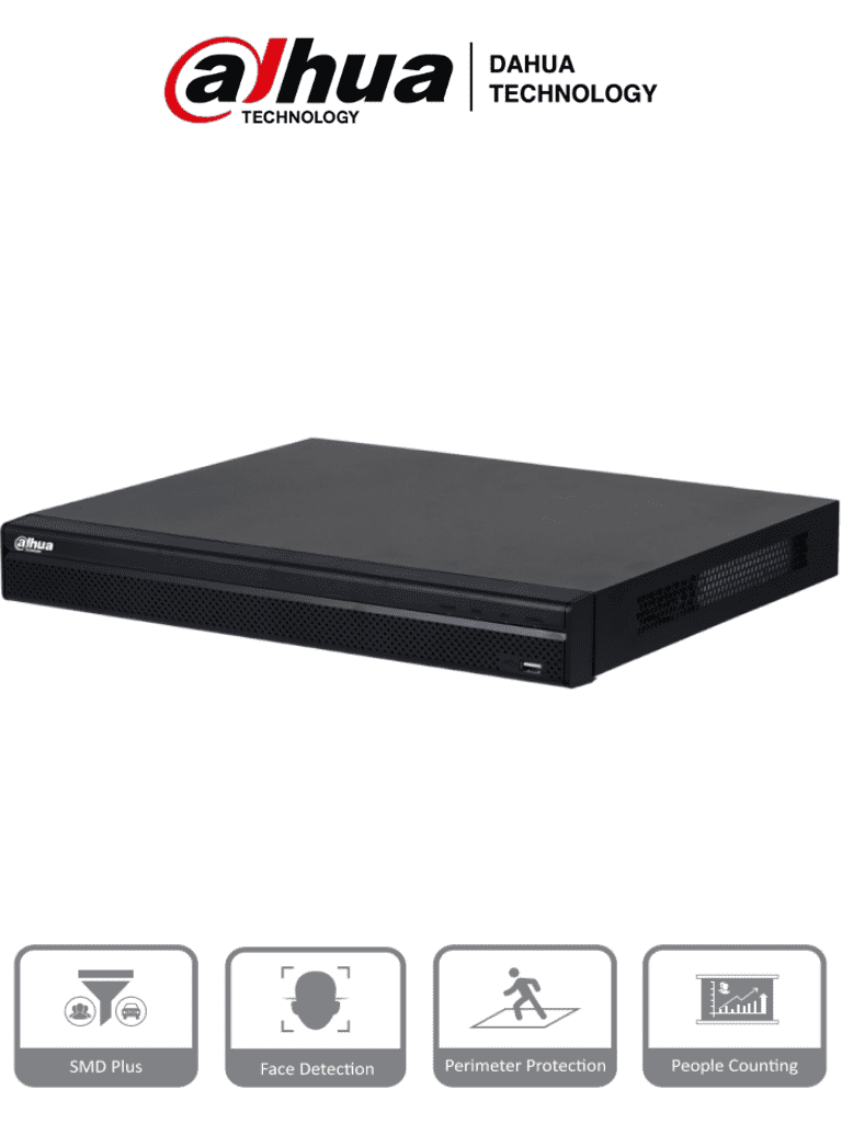 DAHUA NVR4208-8P-4KS2/L - GRABADOR NVR 08CH | Hasta 8MP | TASA Bits 128Mbps | 2 HDD | P2P | ONVIF | 08 puertos PoE