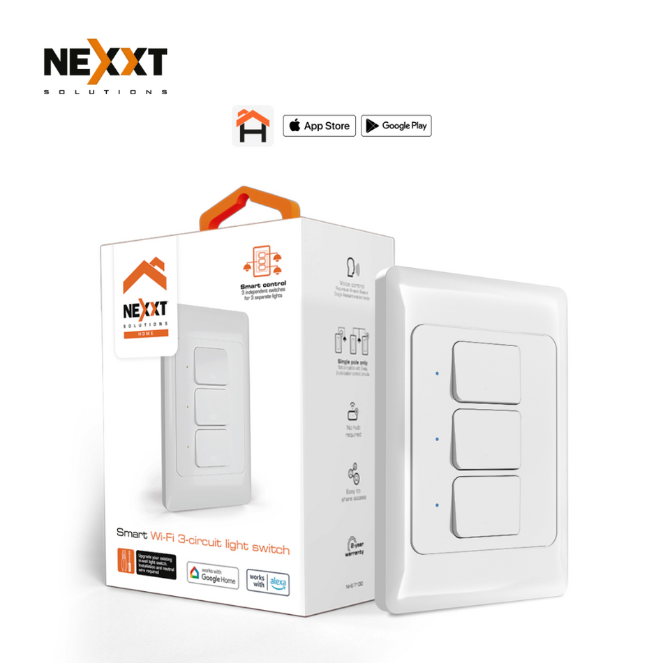 NEXXT NHE-T100 INTERRUPTOR DE 3 CIRCUITOS INTELIGENTE WI-FI