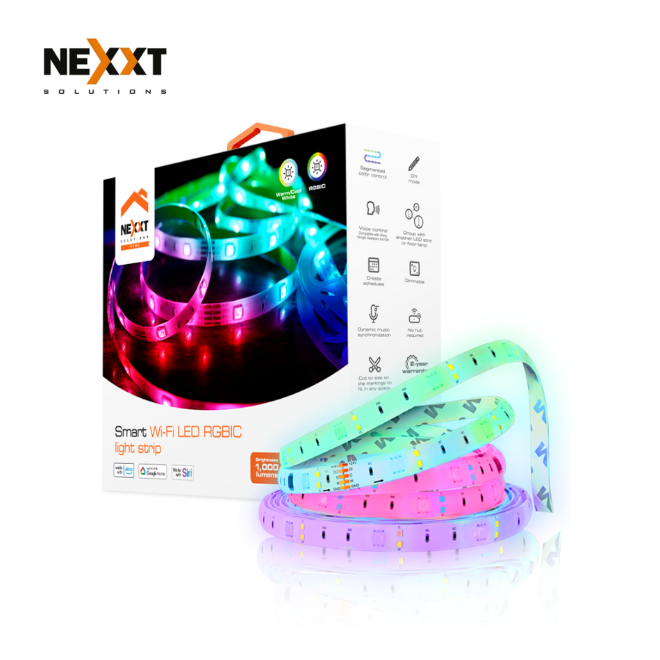 NEXXT SOLUTIONS NHB-S613 TIRA LED DECORATIVA MULTICOLOR INTELIGENTE WIFI RGBIC X 5MTS