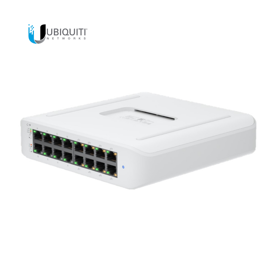 UBIQUITI USW-LITE-16-POE (45W) SWITCH UNIFI LITE ADMINISTRABLE POE DE 16 PUERTOS 10/100/1000 MBPS (8 PUERTOS 802.3AF/AT), 45 W