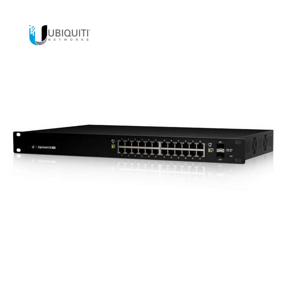 UBIQUITI ES-24-250W SWITCH EDGEMAX ADMINISTRABLE DE 24 PUERTOS GIGABIT CON POE+/POE PASIVO 24V + 2 PUERTOS SFP, 250W