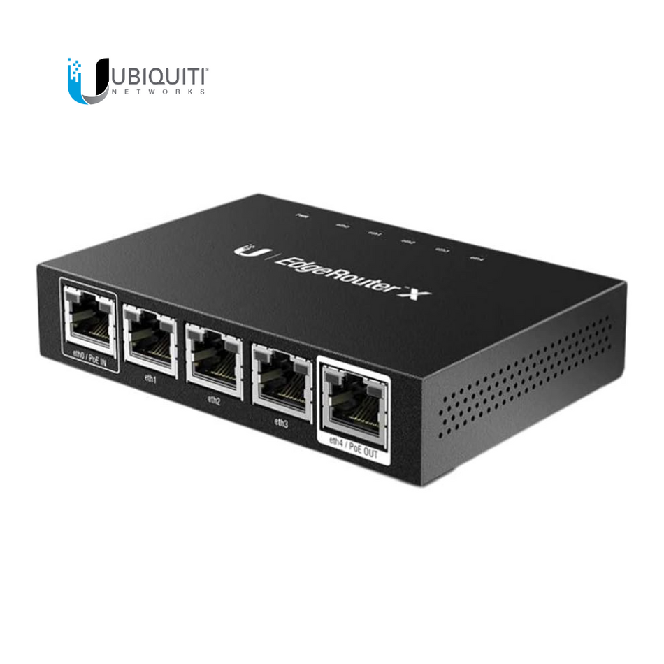 UBIQUITI ER-X ROUTER EDGEROUTER X 3 PUERTOS GIGABIT + 1 PUERTO POE GIGABIT + 1 PUERTO PASSTHROUGH GIGABIT ETHERNET