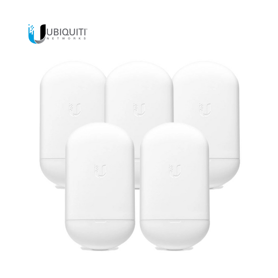 UBIQUITI LOCO5AC-5 NANOSTATION 5AC LOCO PACK 5 CPE AC 2X2 DE ULTRA BAJO COSTO, 13DBI & 25DBM, IDEAL HASTA 1KM EN PTMP, NO INCLUYE INYECTOR POE, COMPATIBLE CON POE-24-12W