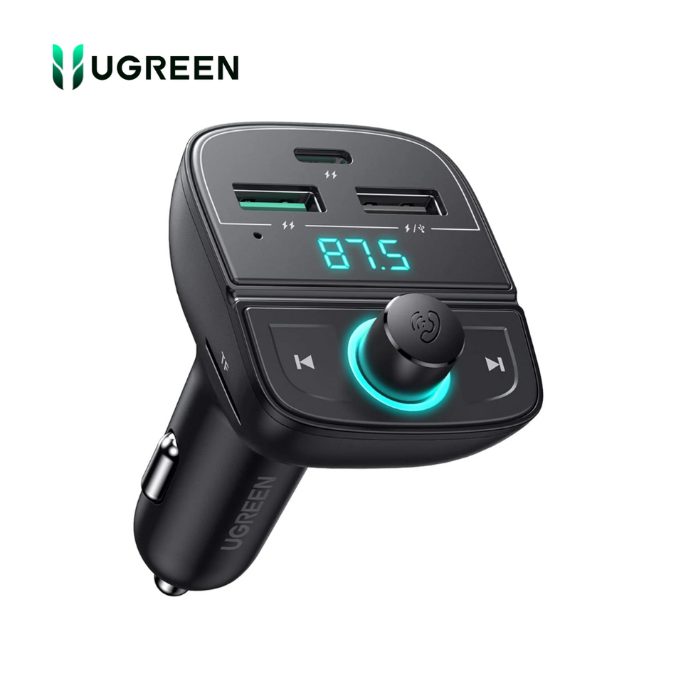UGREEN 80910 - CD229 - TRANSMISOR FM - BLUETOOH - CARGADOR PARA CARRO - RANURA TARJETA TF