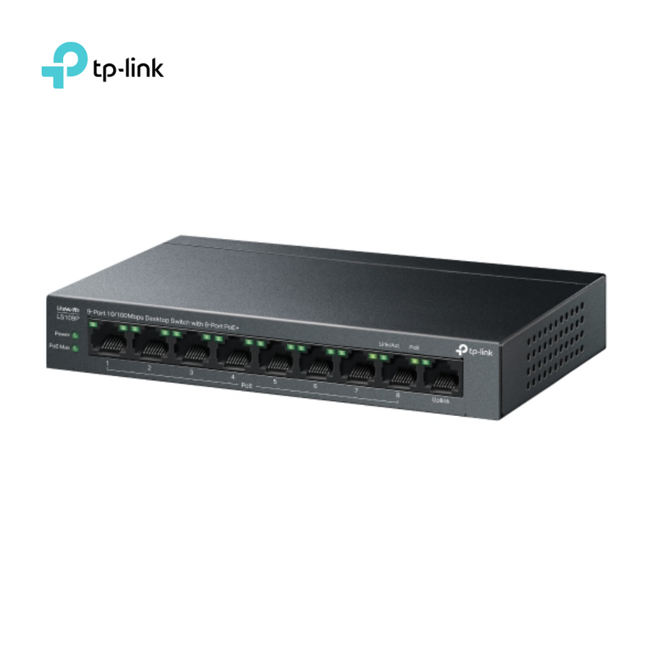 TP-LINK LS109P SWITCH 9 PUERTOS 10/100MBPS CON 8P POE+