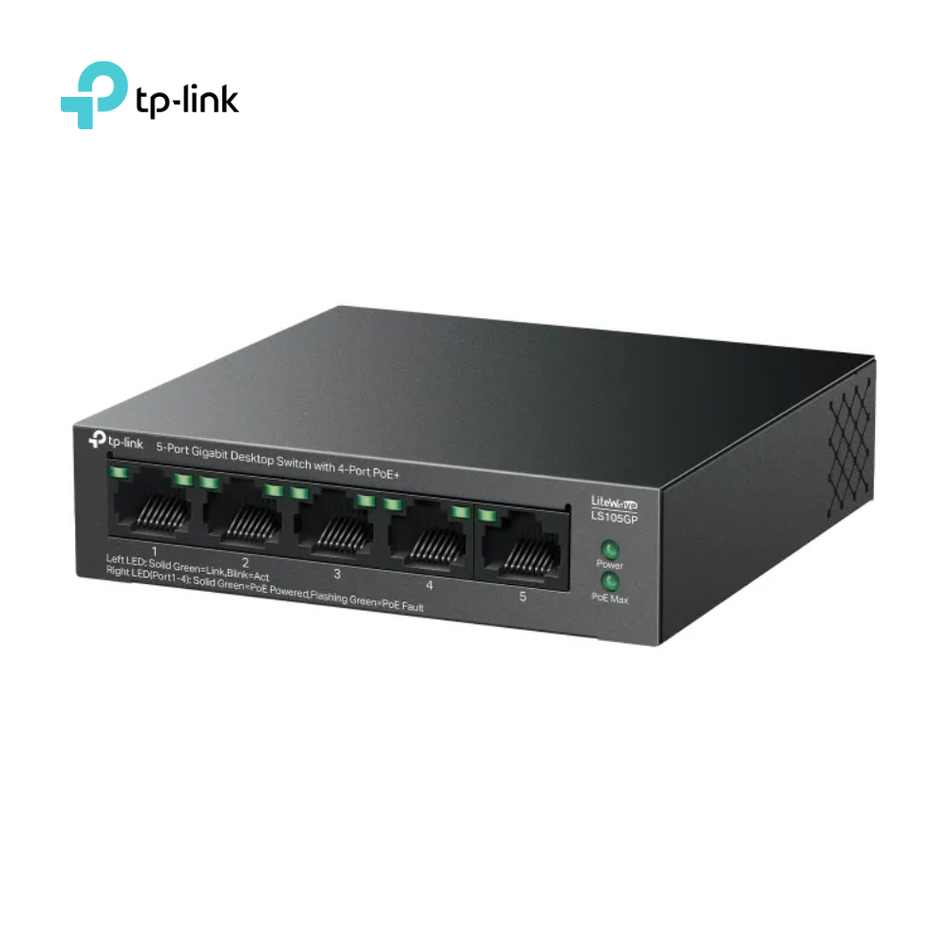 TP-LINK LS105GP SWITCH 5 PUERTOS GIGABIT CON 4P POE+