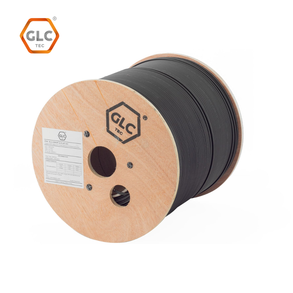 GLC TEC GLC-DROP-2-FLAT-AC DROP CABLE FLAT 2 CORES SM FIG.8 CON PORTANTE DE ACERO X1000M