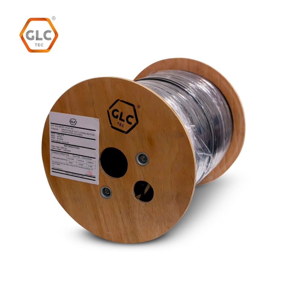 GLC TEC GLC-DROP-1-FLAT-AC DROP CABLE FLAT 1 CORES SM FIG.8 C/PORTANTE DE ACERO X1000M