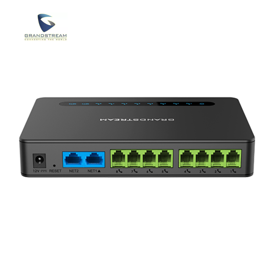 PUERTA DE ENLACE VOIP GRANDSTREAM HT818 V2, 8 PORTS FXS RJ11, 2 PORTS RJ45