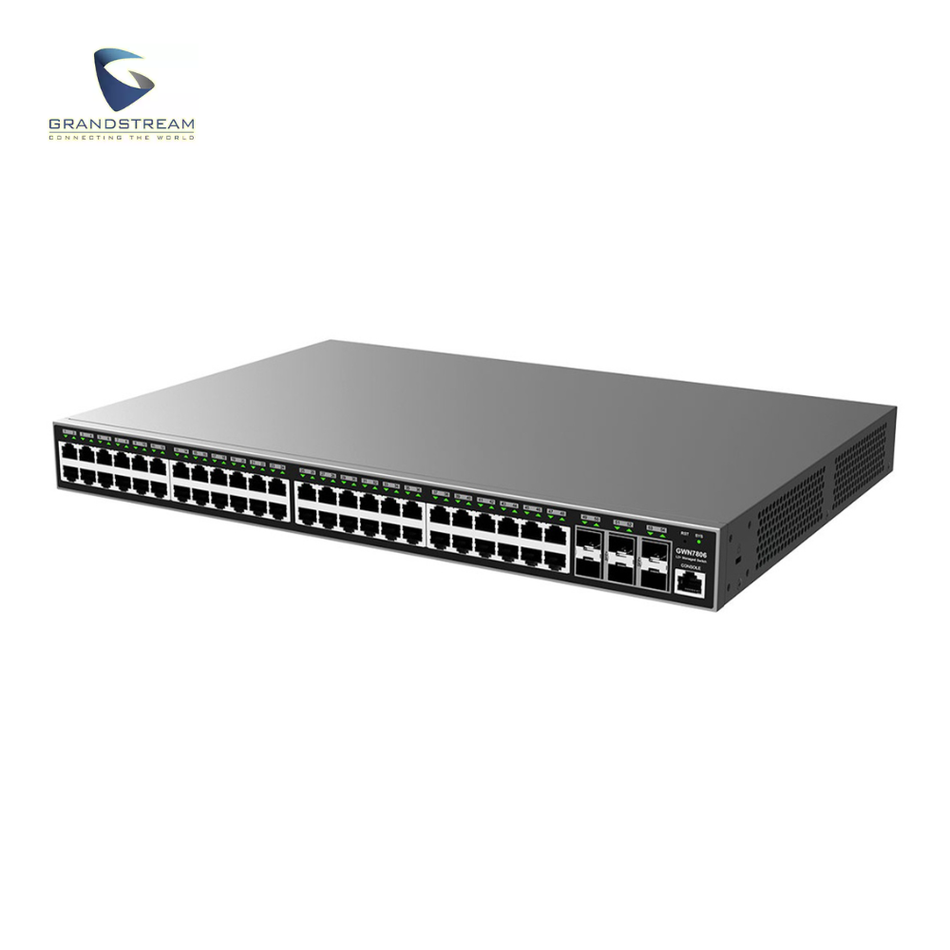 SWITCH ADMINISTRABLE CAPA 2+ GRANDSTREAM GWN7806 / 48 PUERTOS 10/100/1,000MBPS / 6 PUERTOS SFP+ 10GIGABIT / 1 PUERTO DE CONSOLA