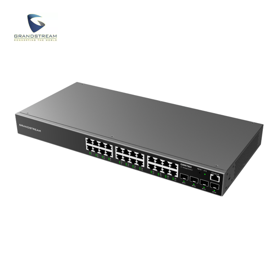 GRANDSTREAM GWN7803 - SWITCH LAYER 2+ 24 PUERTOS RJ45 DE 10/100/1000 MBPS, 4 PUERTOS SFP