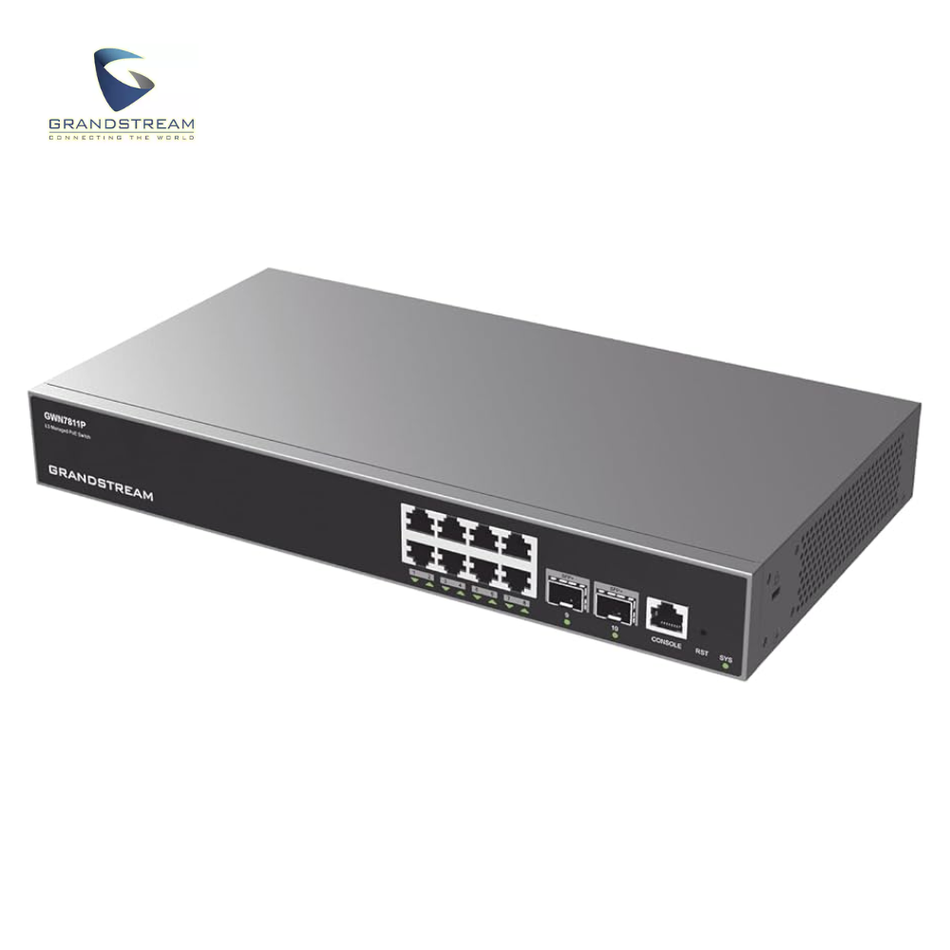 GRANDSTREAM GWN7811P - SWITCH ADMINISTRABLE CAPA 3 RACKEABLE. 8 PUERTOS GBE RJ45 POE CON POE BUDGET 120W + 2 PUERTOS SFP+