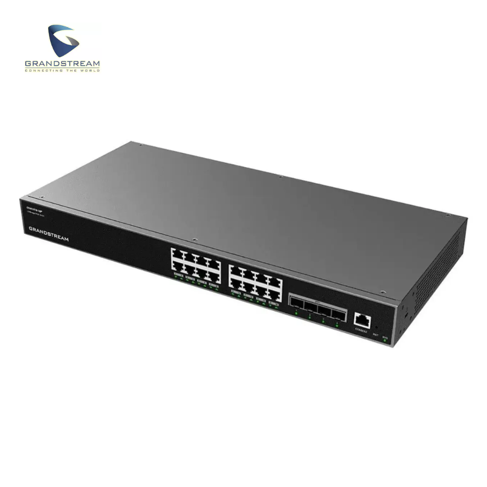 GRANDSTREAM GWN7812P - SWITCH GESTIONABLE CAPA 3 RACKEABLE. 16 PUERTOS GBE RJ45 POE CON POE BUDGET 240W. 4 PUERTOS SFP+