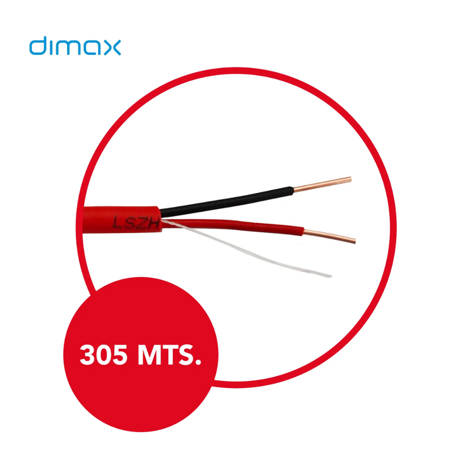 DIMAX T011 - CABLE SOLIDO FPLR 2X18 SIN BLINDAJE-TRENZADO PVC UL-LSZH 305M