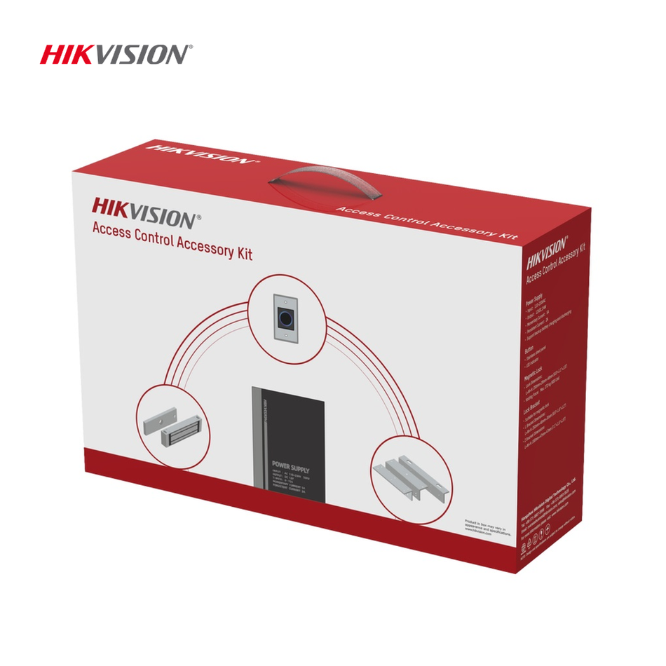 HIKVISION DS-KAS-7M01 KIT DE ACCESORIOS PARA CONTROL DE ACCESO / FUENTE 12 VCD 2 A, BOTÓN DE SALIDA Y CHAPA MAGNÉTICA 600 LBS / PARA INSTALACIÓN DE CONTROL DE ACCESO AUTÓNOMO