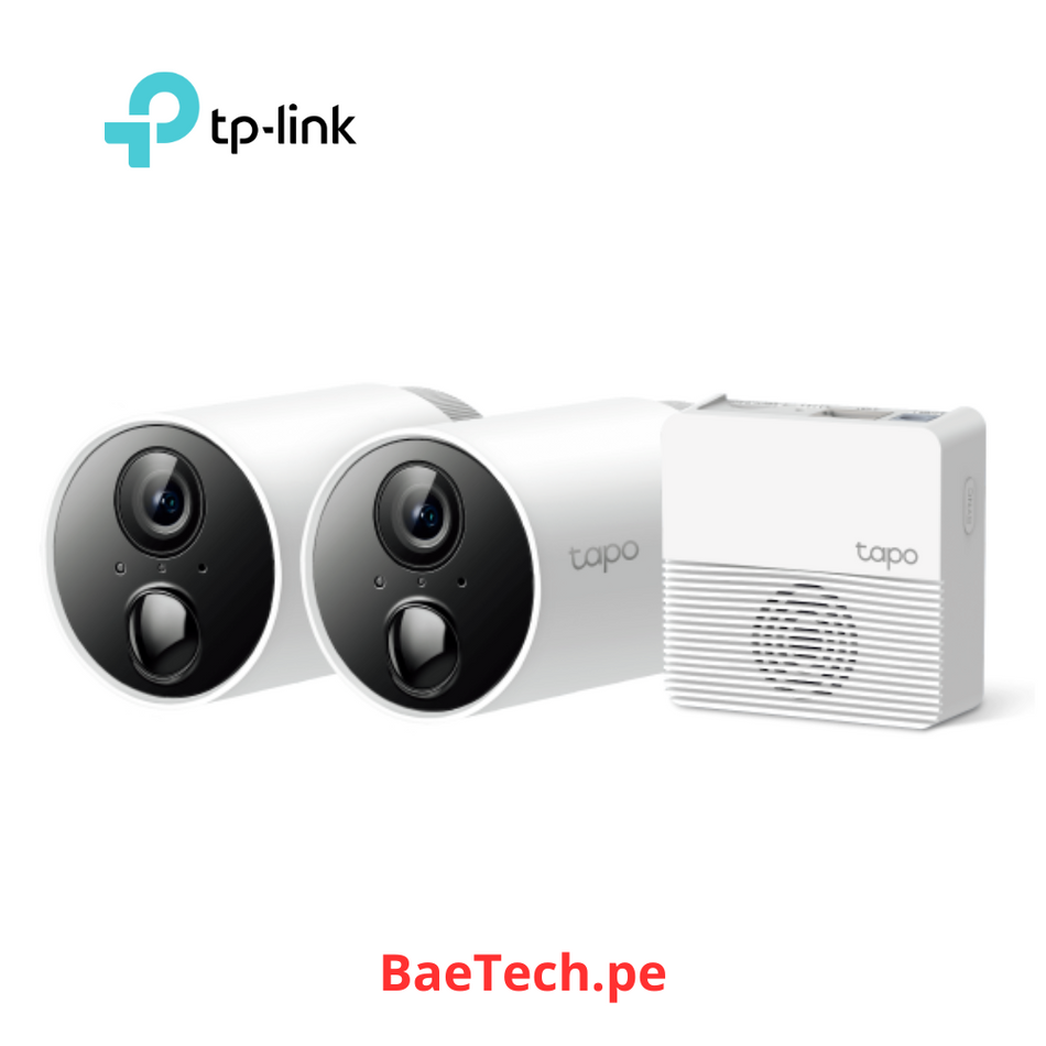 TP-LINK TAPO C400S2 KIT 2 CÁMARAS WIFI INALÁMBRICA CON BATERÍA FULL HD 2MP. INCLUYE TAPO H200