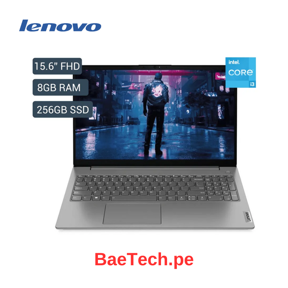 LAPTOP LENOVO V15 G3 IAP i3-1215U, RAM 8Gb, Unidad Solida SSD 256Gb, Pantalla 15.6" Sistema operativo FreeDOS, Gris, 82TT00CVLM