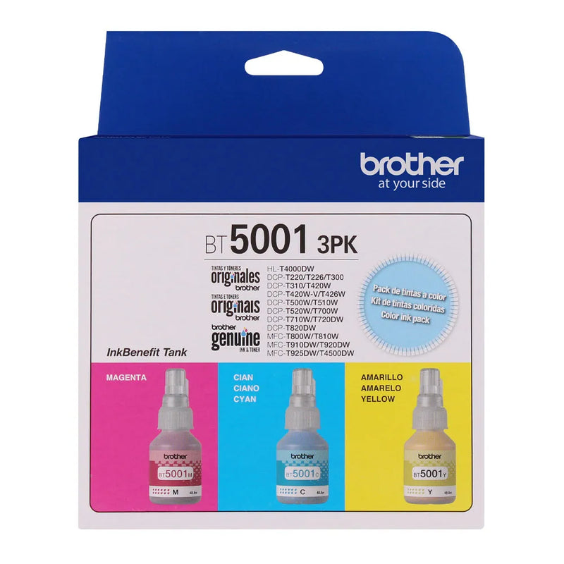 tinta Brother BT5001 Ultra alto Rendimiento Inyección de tinta - Azul ciánico, Magenta, Amarillo - Original