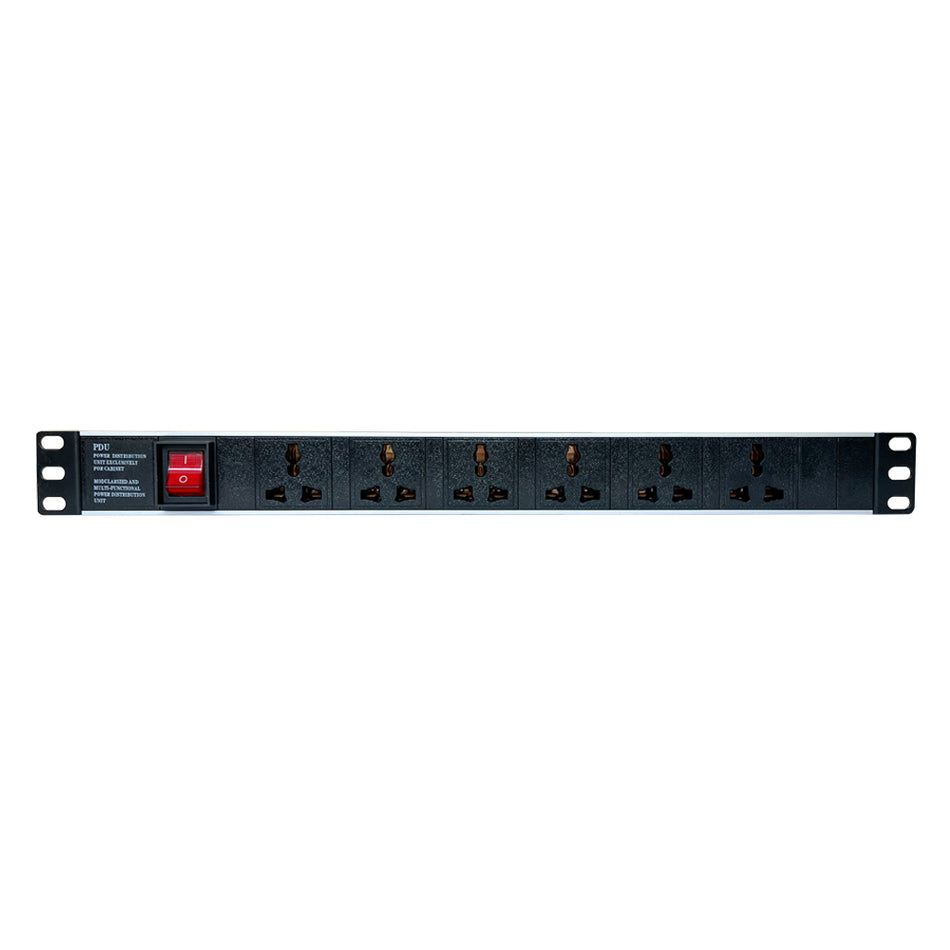 Tundra PDU-1906-I Multitoma electrica horizontal 220V-15A 6 tomas con linea a tierra. Enchufe Tipo I